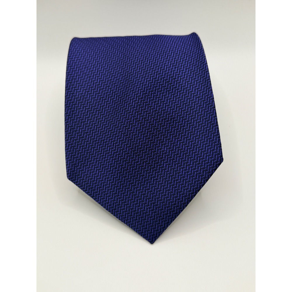 Polo Ralph Lauren Mens Silk Tie Blue Herringbone Handmade USA Classic Necktie